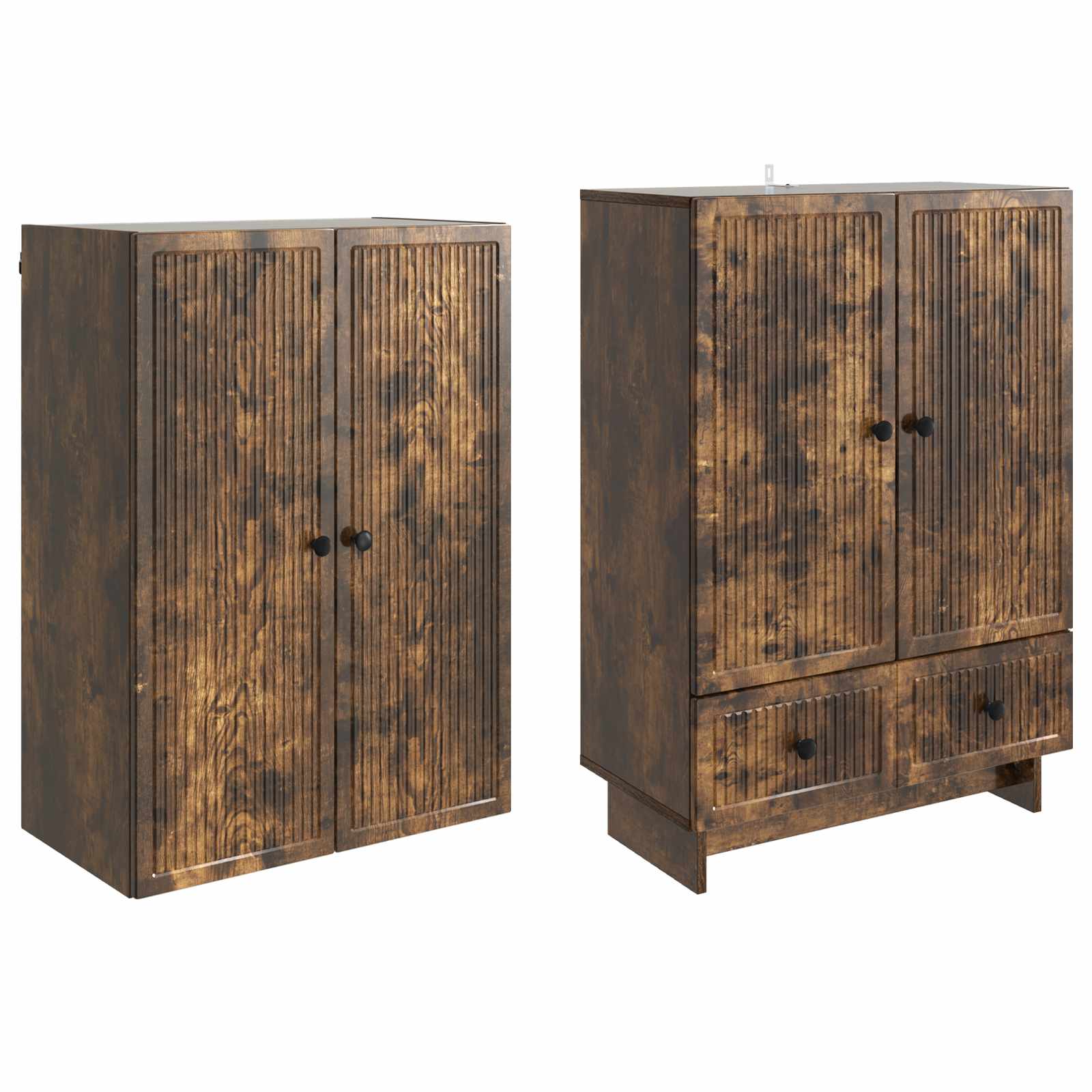 vidaXL Cabinet Set 2 pcs Smoked Oak 66 x 34.5 x 95 cm Engineered Wood 4