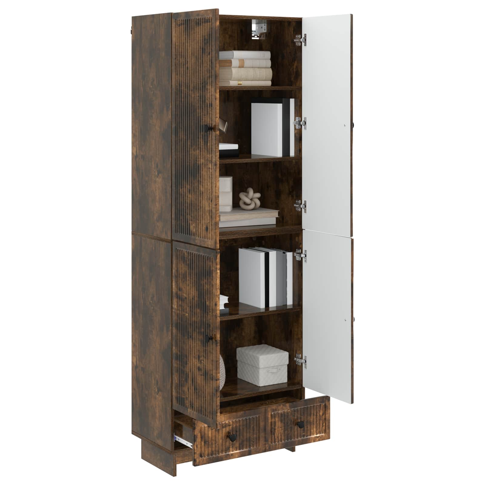 vidaXL Cabinet Set 2 pcs Smoked Oak 66 x 34.5 x 95 cm Engineered Wood 3