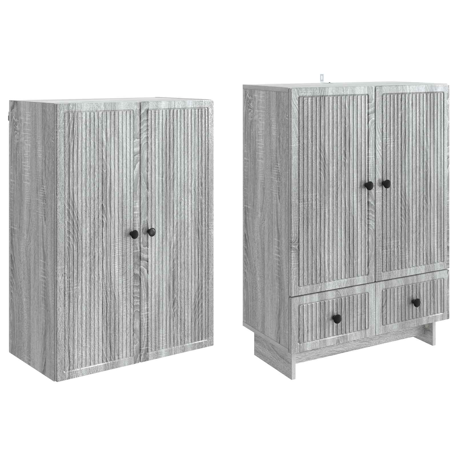 vidaXL Cabinet Set 2 pcs Grey Sonoma 66 x 34.5 x 95 cm Engineered Wood 4