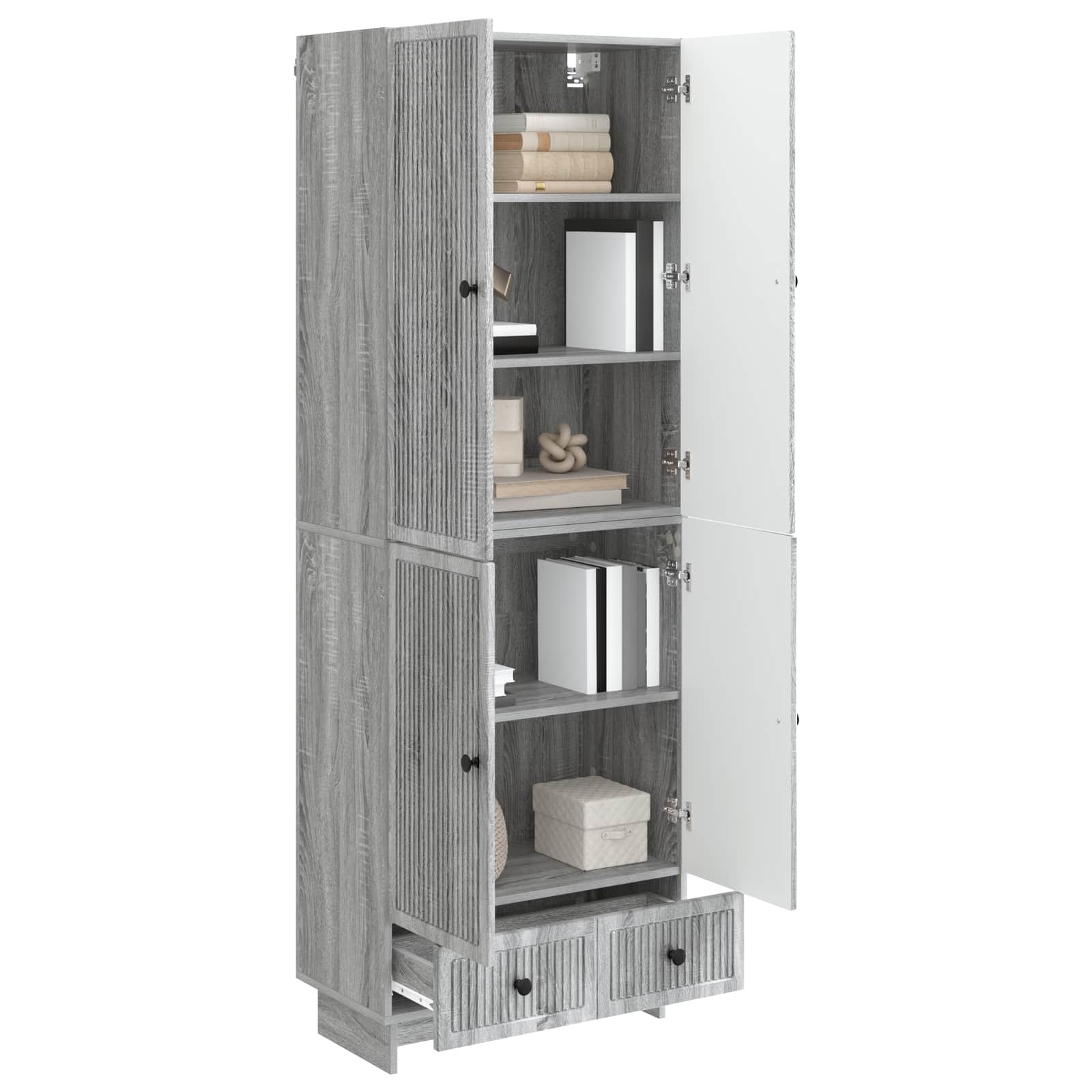 vidaXL Cabinet Set 2 pcs Grey Sonoma 66 x 34.5 x 95 cm Engineered Wood 3