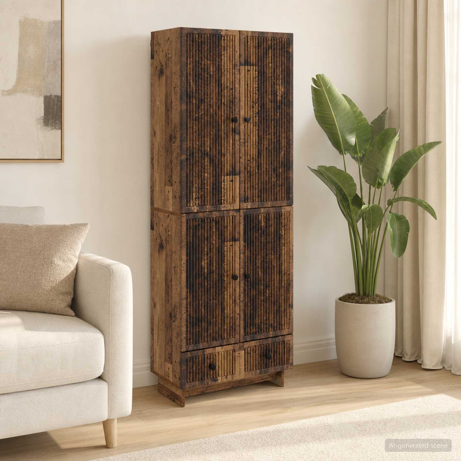 vidaXL Cabinet Set 2 pcs Old Wood 66 x 34.5 x 95 cm Engineered Wood 1