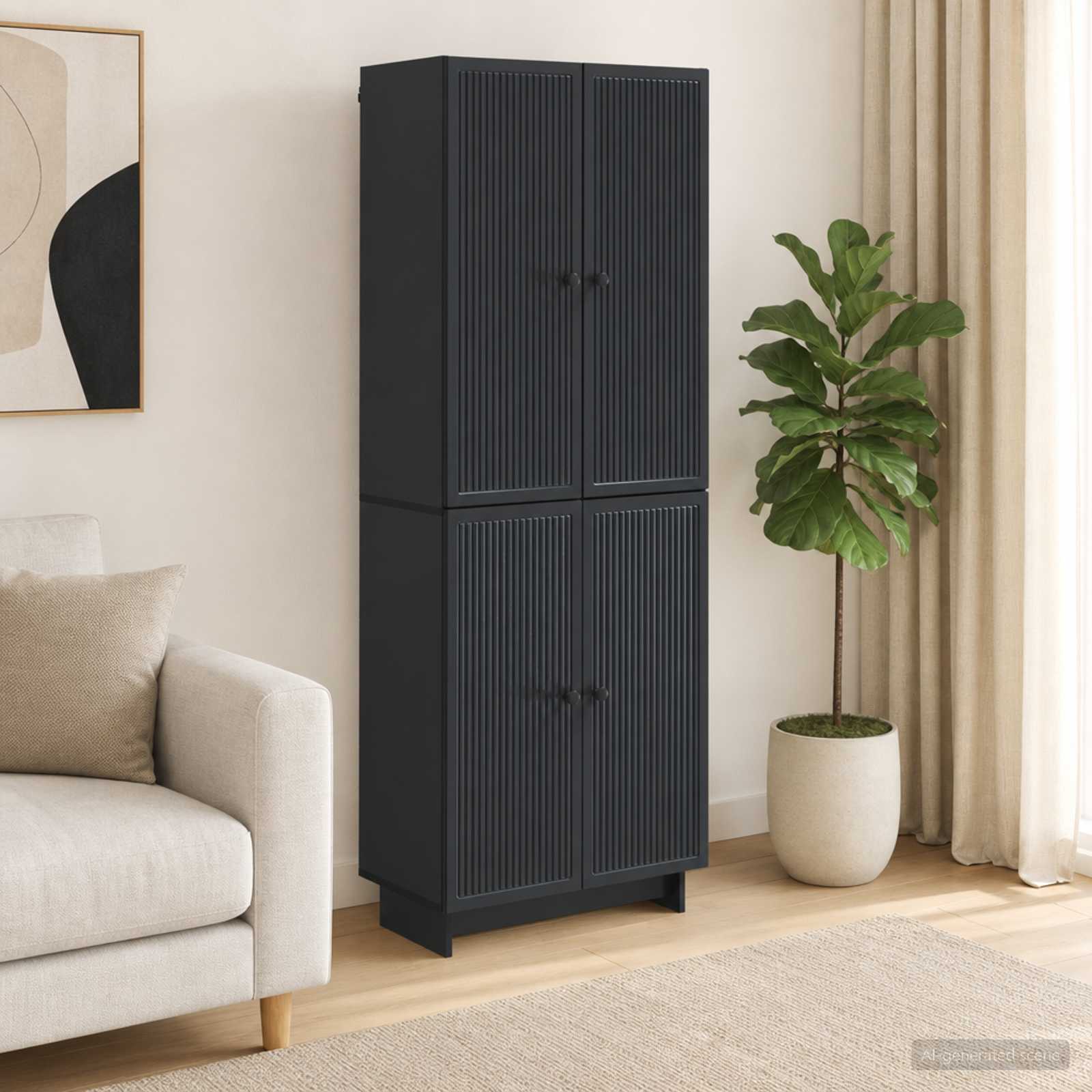 vidaXL Cabinet Set 2 pcs Black 66 x 34.5 x 90 cm Engineered Wood 1