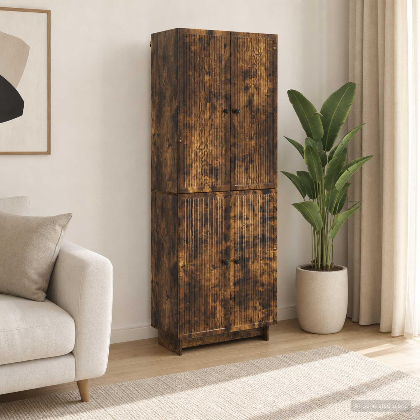vidaXL Cabinet Set 2 pcs Smoked Oak 66 x 34.5 x 90 cm Engineered Wood 1