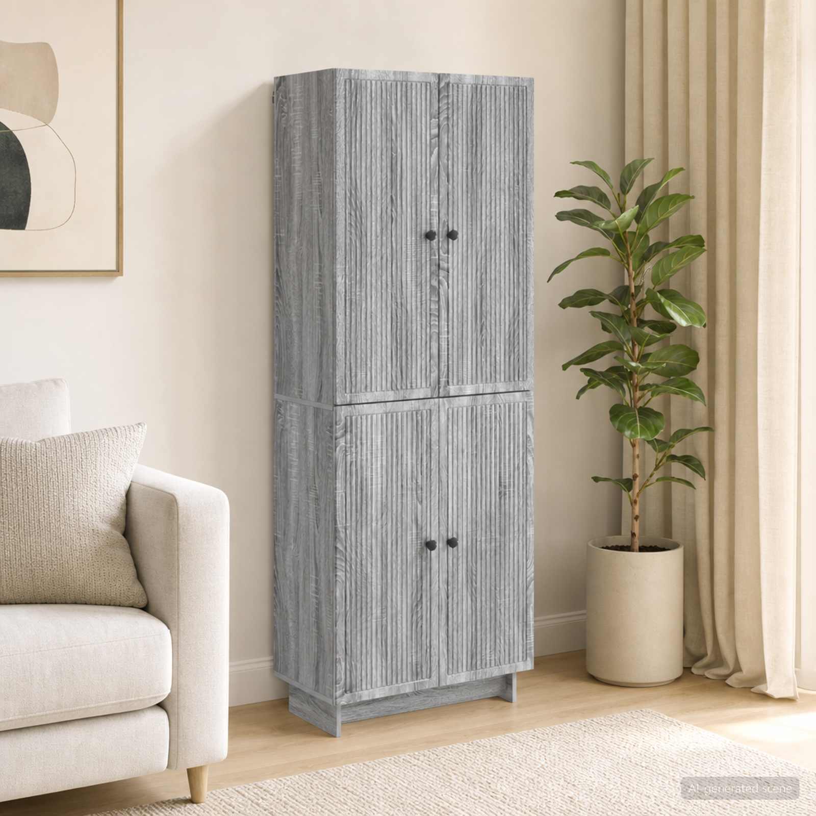 vidaXL Cabinet Set 2 pcs Grey Sonoma 66 x 34.5 x 90 cm Engineered Wood 1