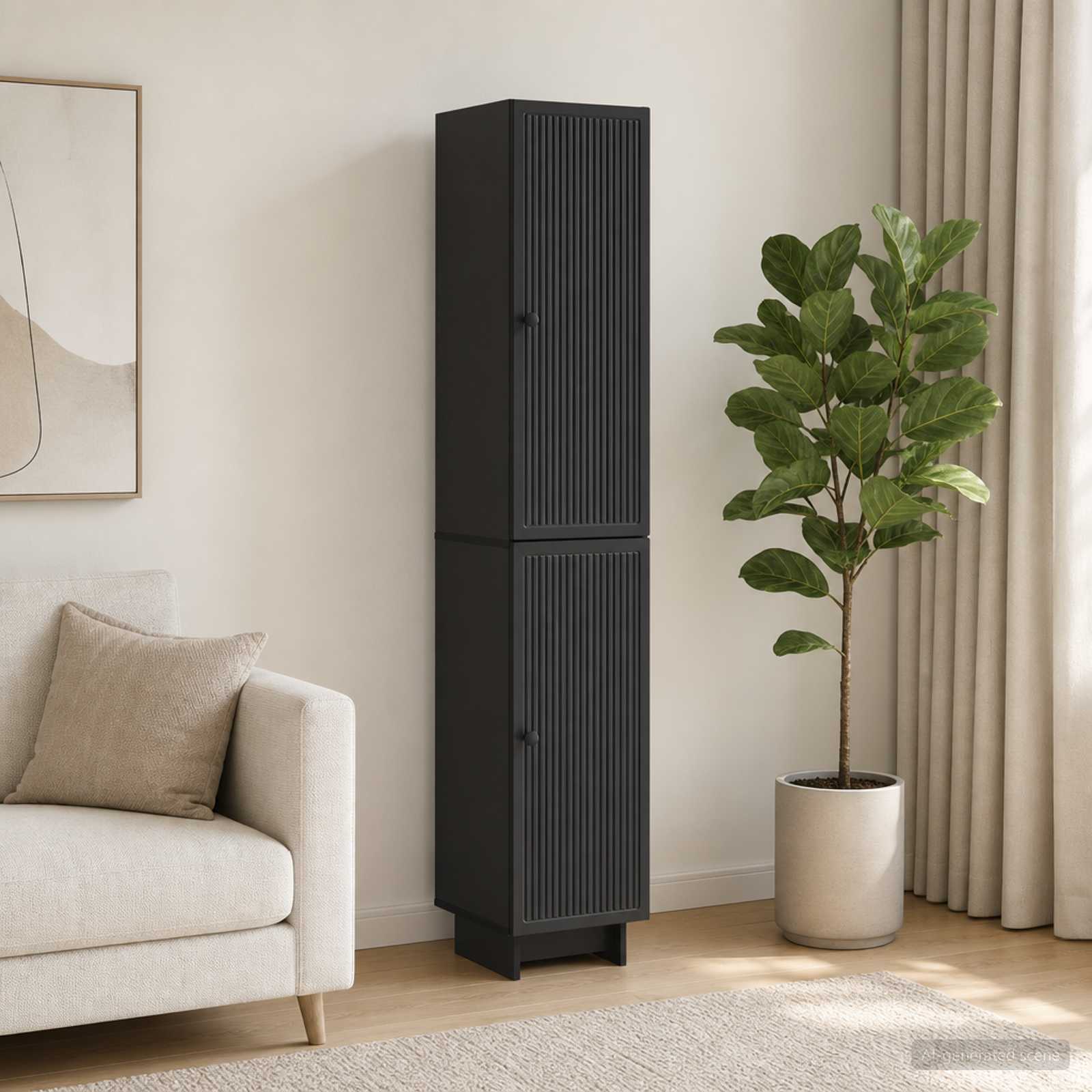 vidaXL Cabinet Set 2 pcs Black 34.5 x 33 x 90 cm Engineered Wood 1