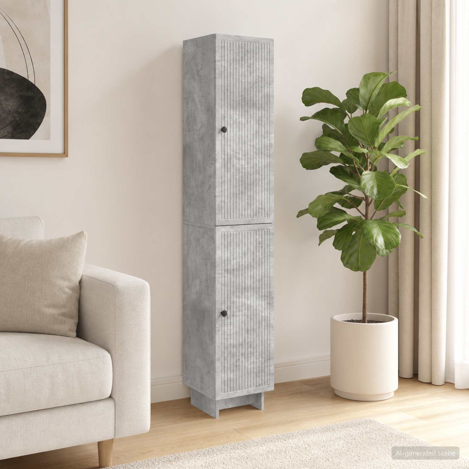vidaXL Cabinet Set 2 pcs Concrete Grey 34.5 x 33 x 90 cm 1