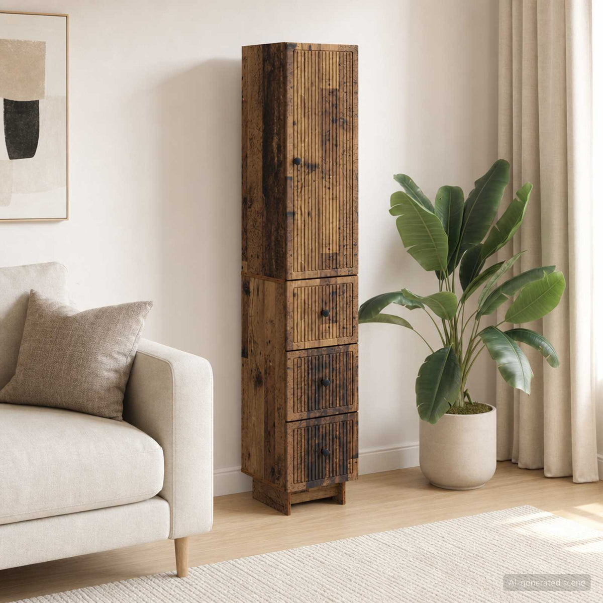 Cabinet Set 2 pcs Engineered Wood Old wood