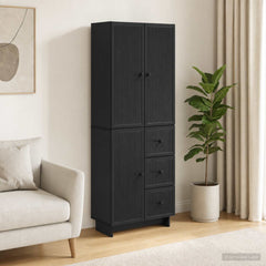 Cabinet Set 2 pcs Engineered Wood Black