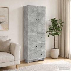 Cabinet Set 2 pcs Engineered Wood Concrete grey