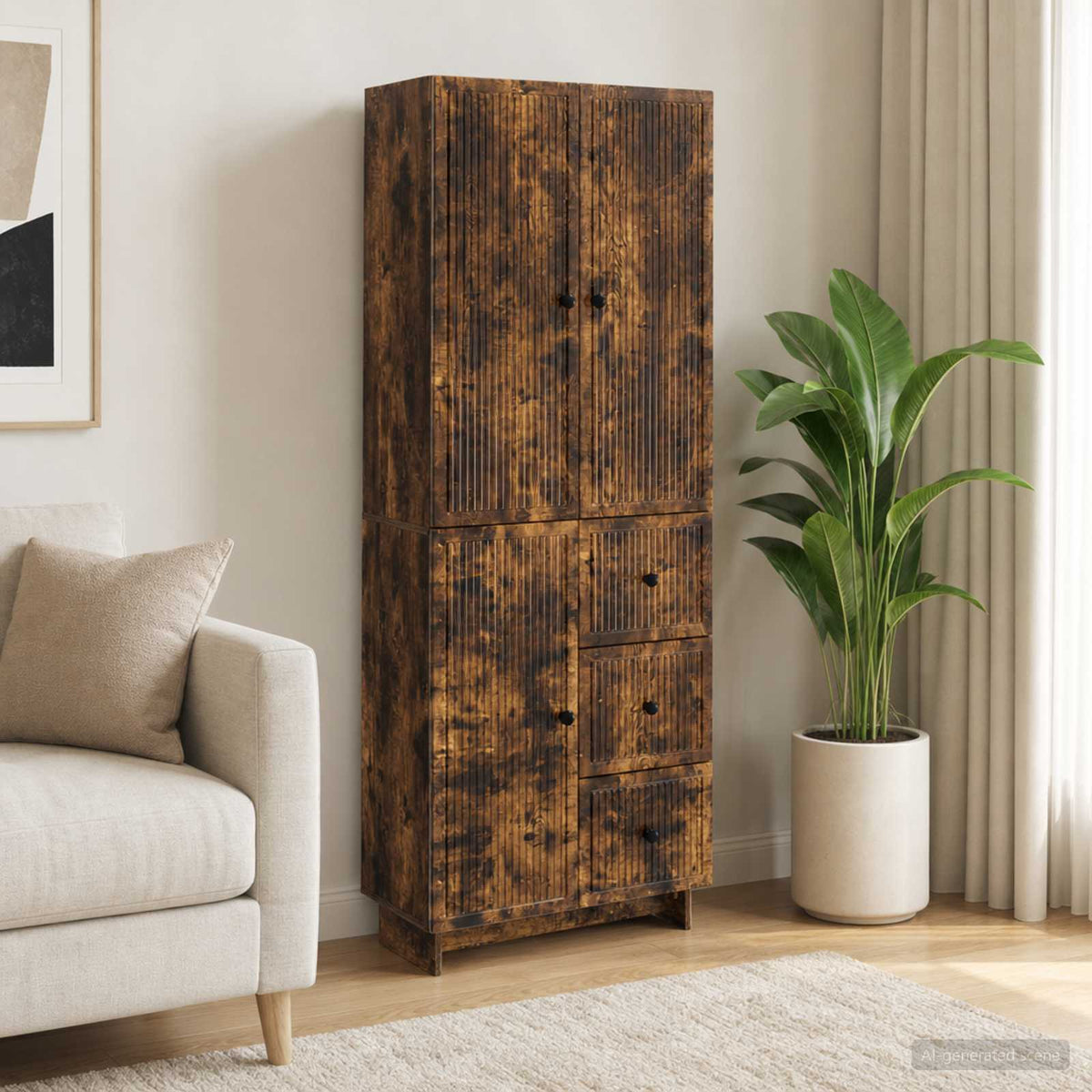 Cabinet Set 2 pcs Engineered Wood Smoked oak