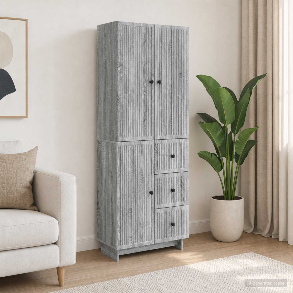 Cabinet Set 2 pcs Engineered Wood Grey sonoma