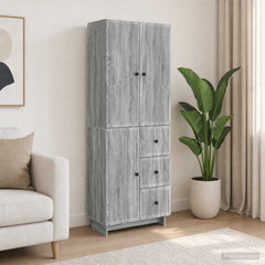 Cabinet Set 2 pcs Engineered Wood Grey sonoma