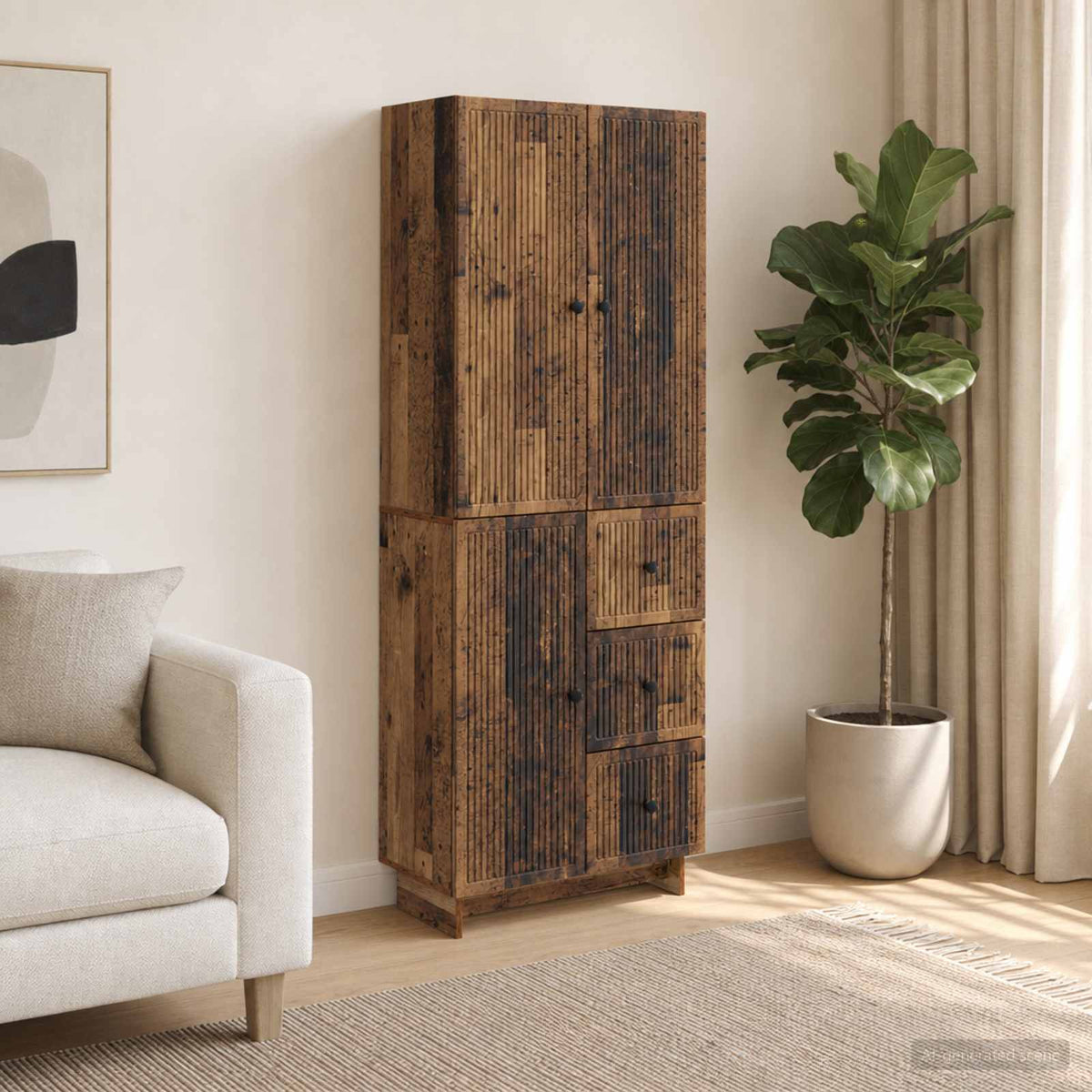 Cabinet Set 2 pcs Engineered Wood Old wood