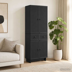 Cabinet Set 2 pcs Engineered Wood Black
