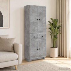 Cabinet Set 2 pcs Engineered Wood Concrete grey