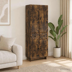 Cabinet Set 2 pcs Engineered Wood Smoked oak