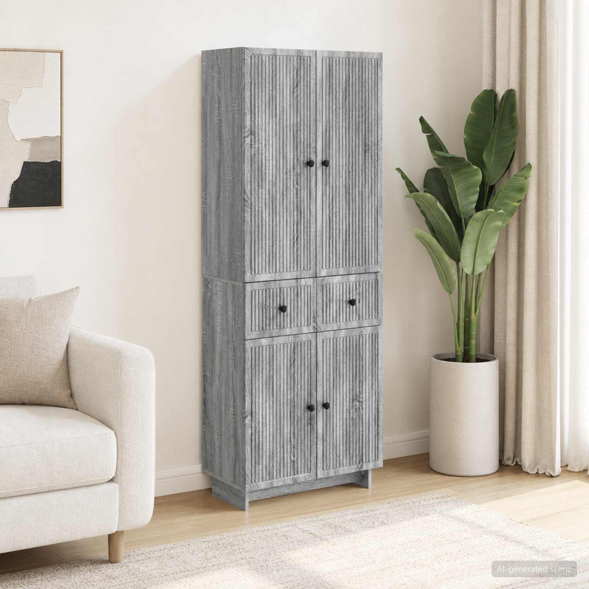 Cabinet Set 2 pcs Engineered Wood Grey sonoma
