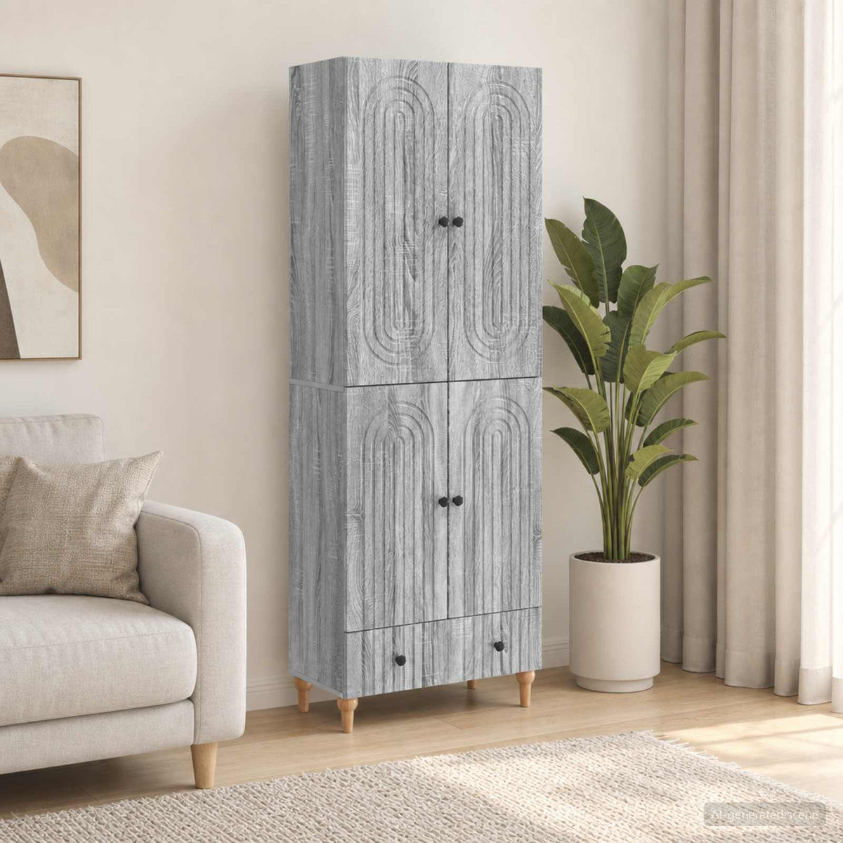 Cabinet Set 2 pcs Engineered Wood Grey sonoma