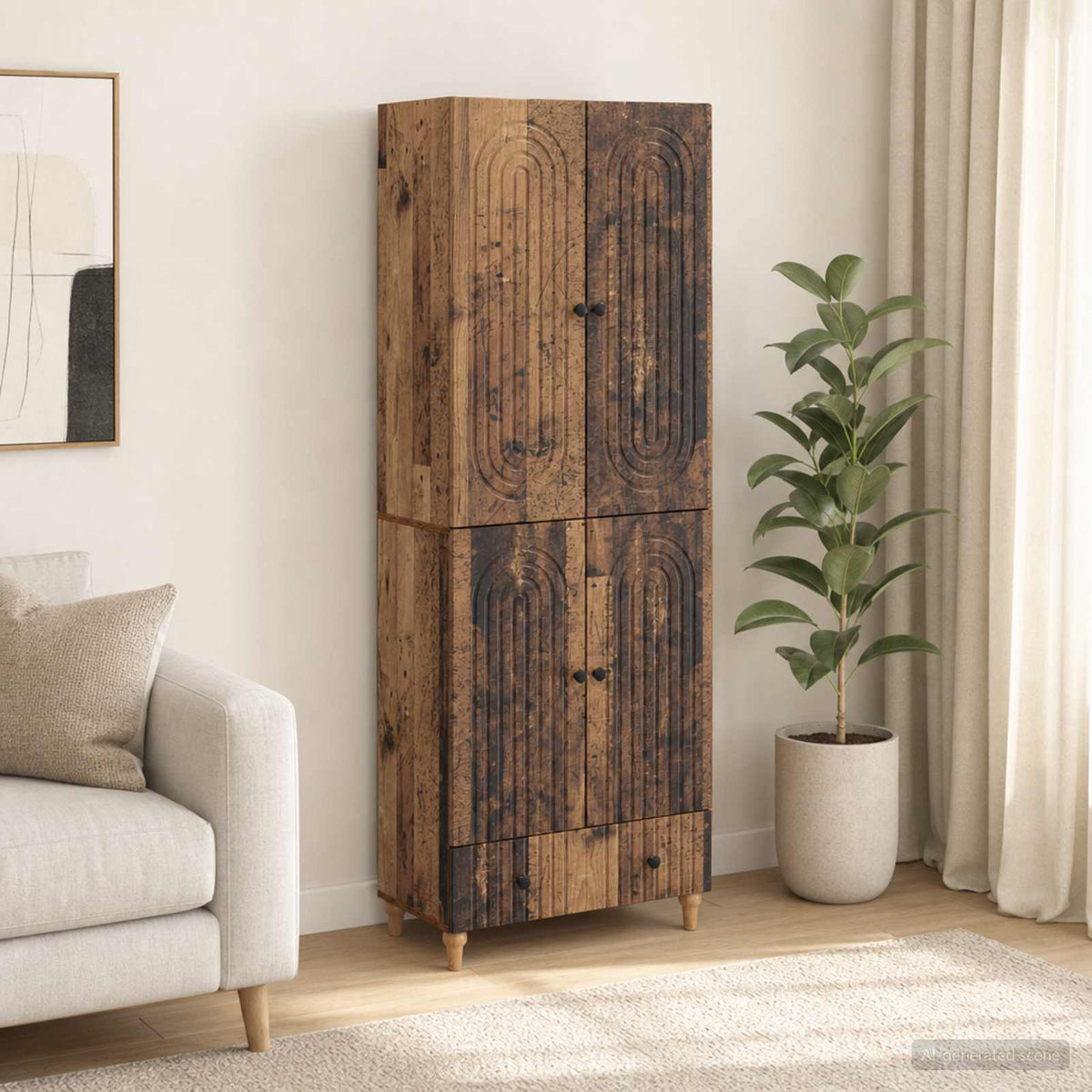 Cabinet Set 2 pcs Engineered Wood Old wood
