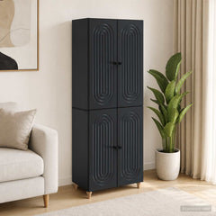 Cabinet Set 2 pcs Engineered Wood Black
