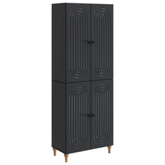 Cabinet Set 2 pcs Engineered Wood Black