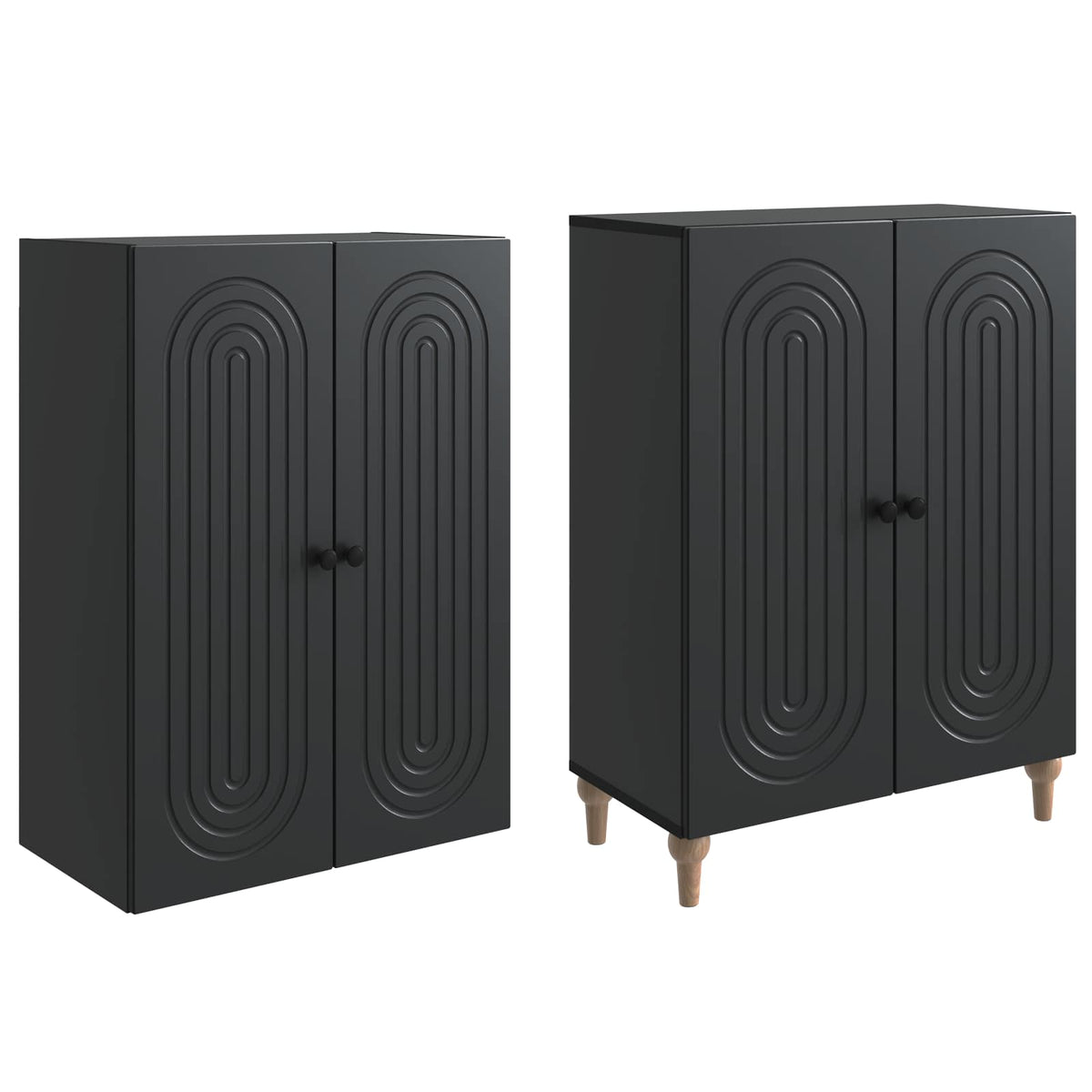 Cabinet Set 2 pcs Engineered Wood Black