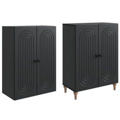 Cabinet Set 2 pcs Engineered Wood Black