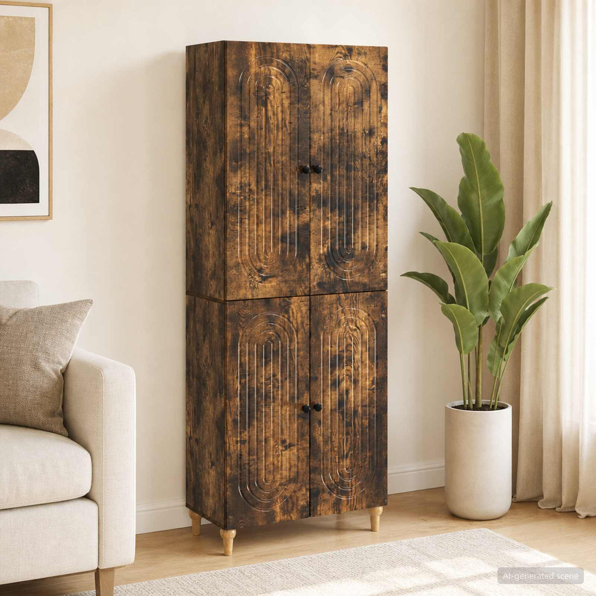 Cabinet Set 2 pcs Engineered Wood Smoked oak