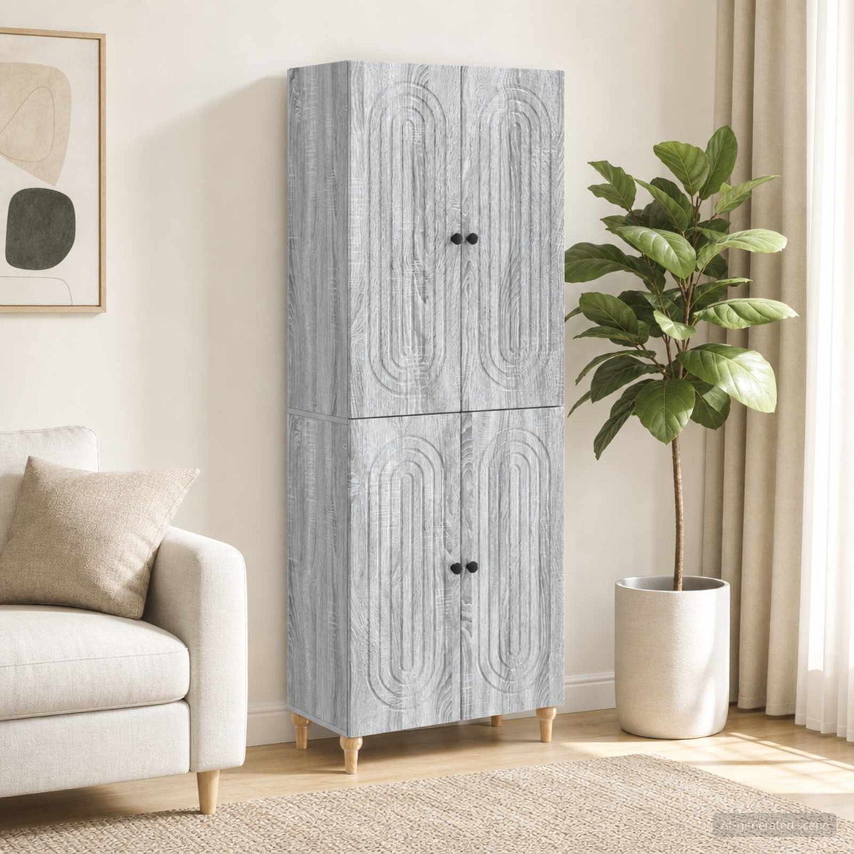 Cabinet Set 2 pcs Engineered Wood Grey sonoma