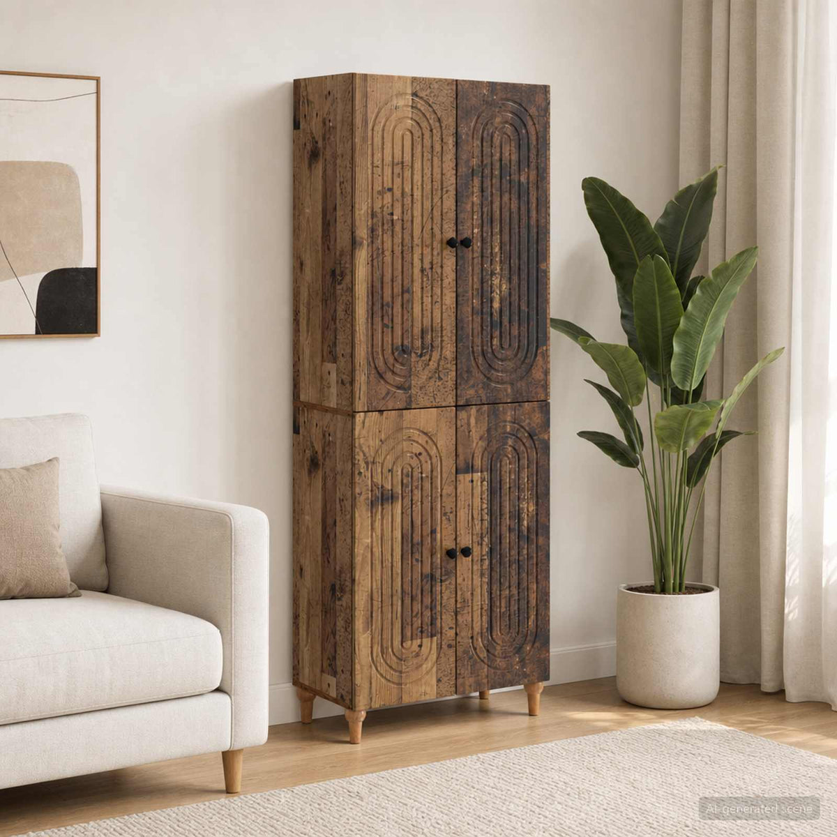 Cabinet Set 2 pcs Engineered Wood Old wood