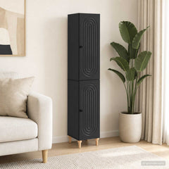 vidaXL Cabinet Set 2 pcs Black Engineered Wood 1