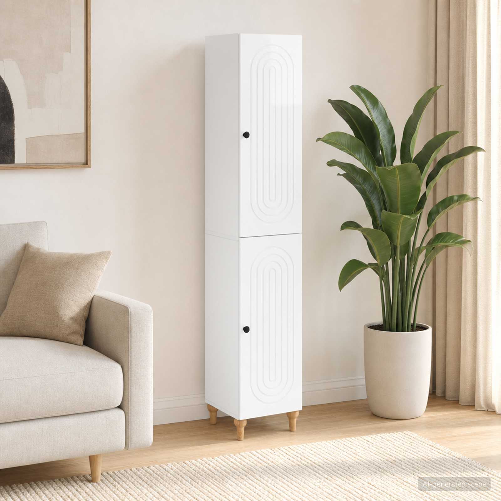 vidaXL Cabinet Set 2 pcs High Gloss White Engineered Wood 1