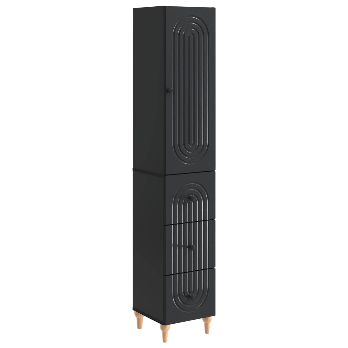 Cabinet Set 2 pcs Engineered Wood Black