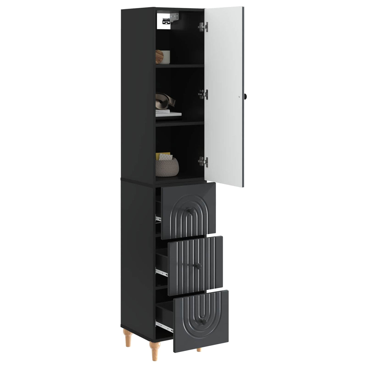 Cabinet Set 2 pcs Engineered Wood Black