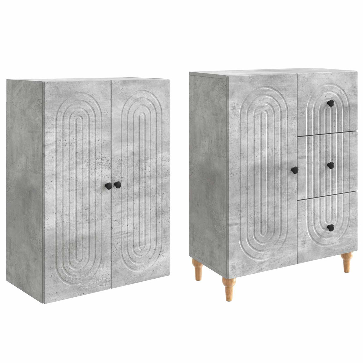 Cabinet Set 2 pcs 66 x 34.5 x 90 cm Engineered Wood Concrete grey