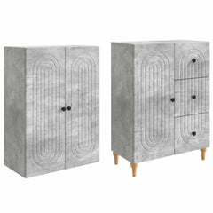 Cabinet Set 2 pcs 66 x 34.5 x 90 cm Engineered Wood Concrete grey