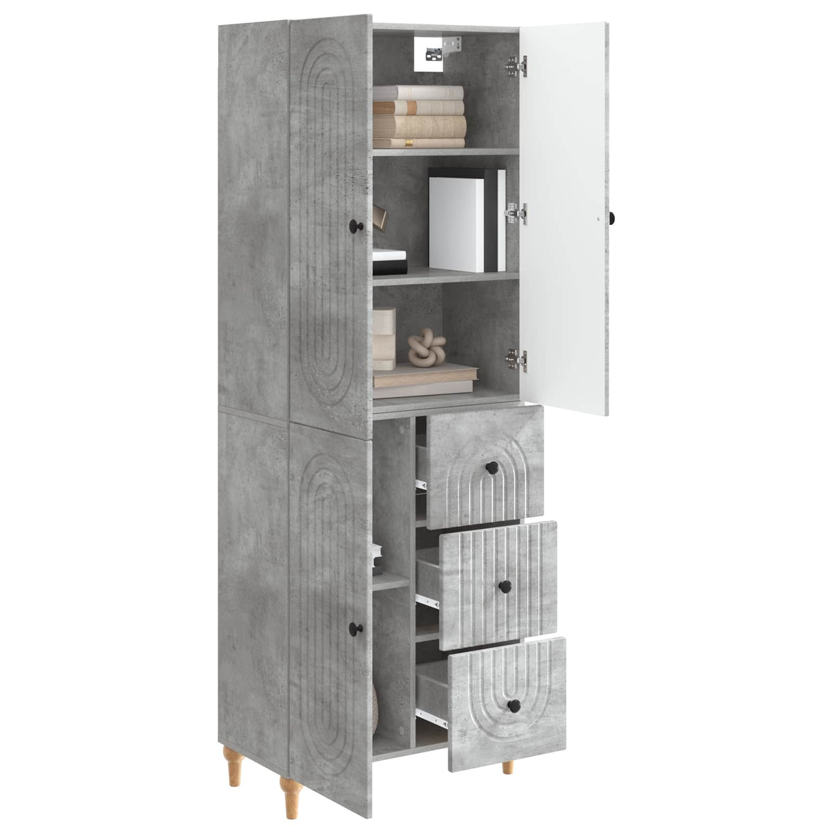Cabinet Set 2 pcs 66 x 34.5 x 90 cm Engineered Wood Concrete grey