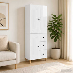Cabinet Set 2 pcs 66 x 34.5 x 90 cm Engineered Wood High gloss white