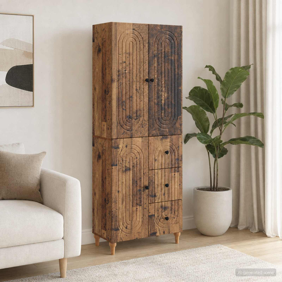 Cabinet Set 2 pcs 66 x 34.5 x 90 cm Engineered Wood Old wood