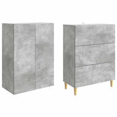 Cabinet Set 2 pcs Engineered Wood Concrete grey