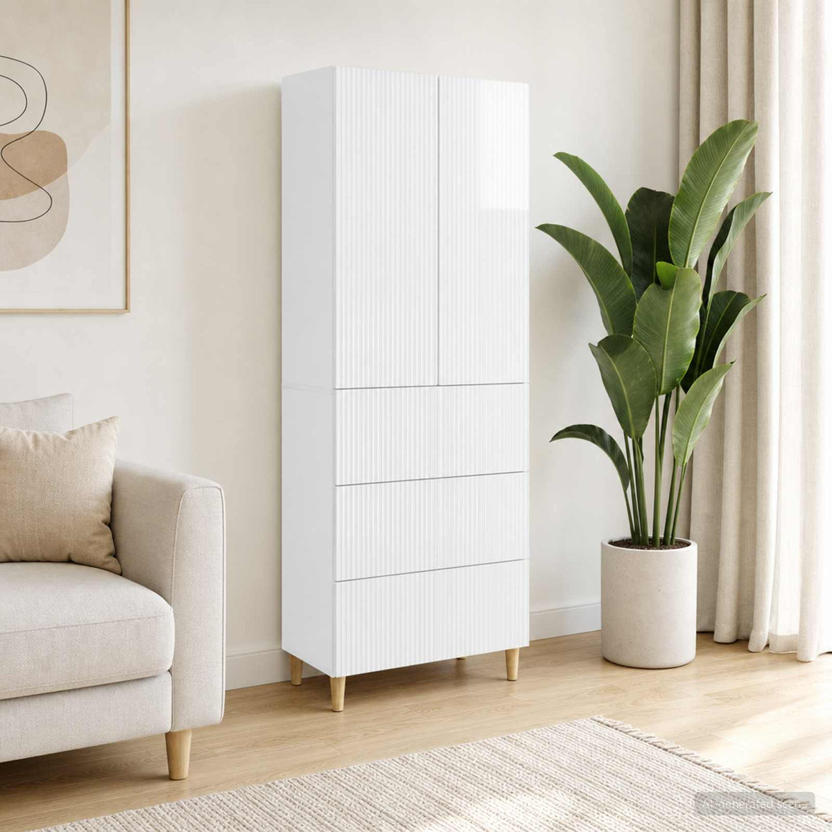 Cabinet Set 2 pcs Engineered Wood High gloss white