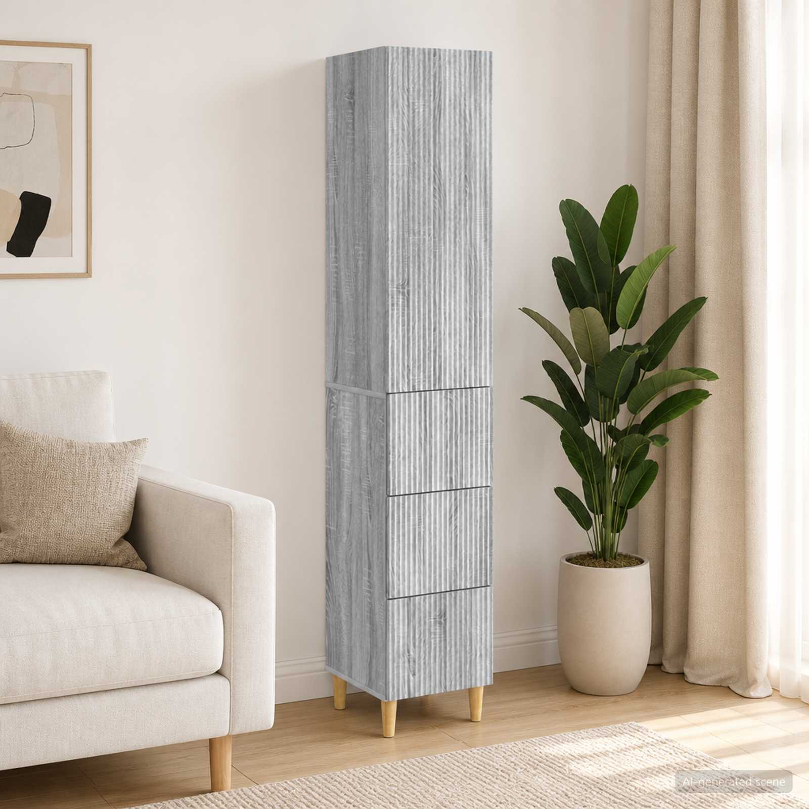 vidaXL Cabinet Set 2 pcs Grey Sonoma 33 x 34.5 x 90 cm Engineered Wood 1