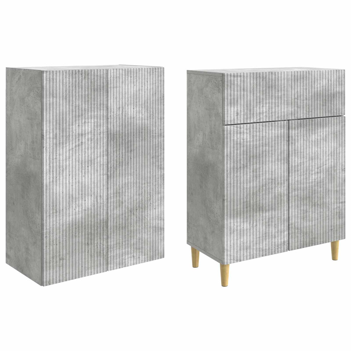 Cabinet Set 2 pcs Engineered Wood Concrete grey