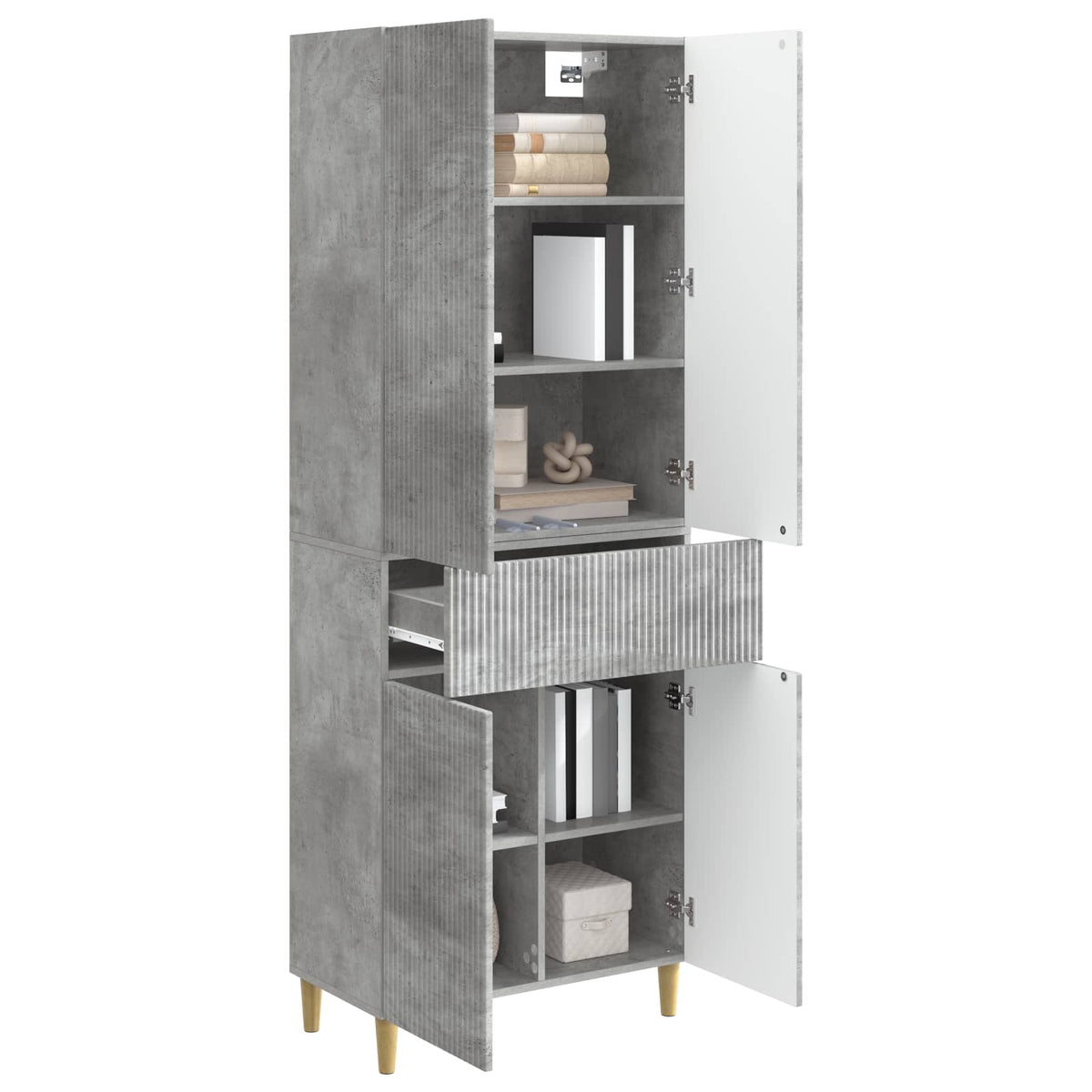 Cabinet Set 2 pcs Engineered Wood Concrete grey