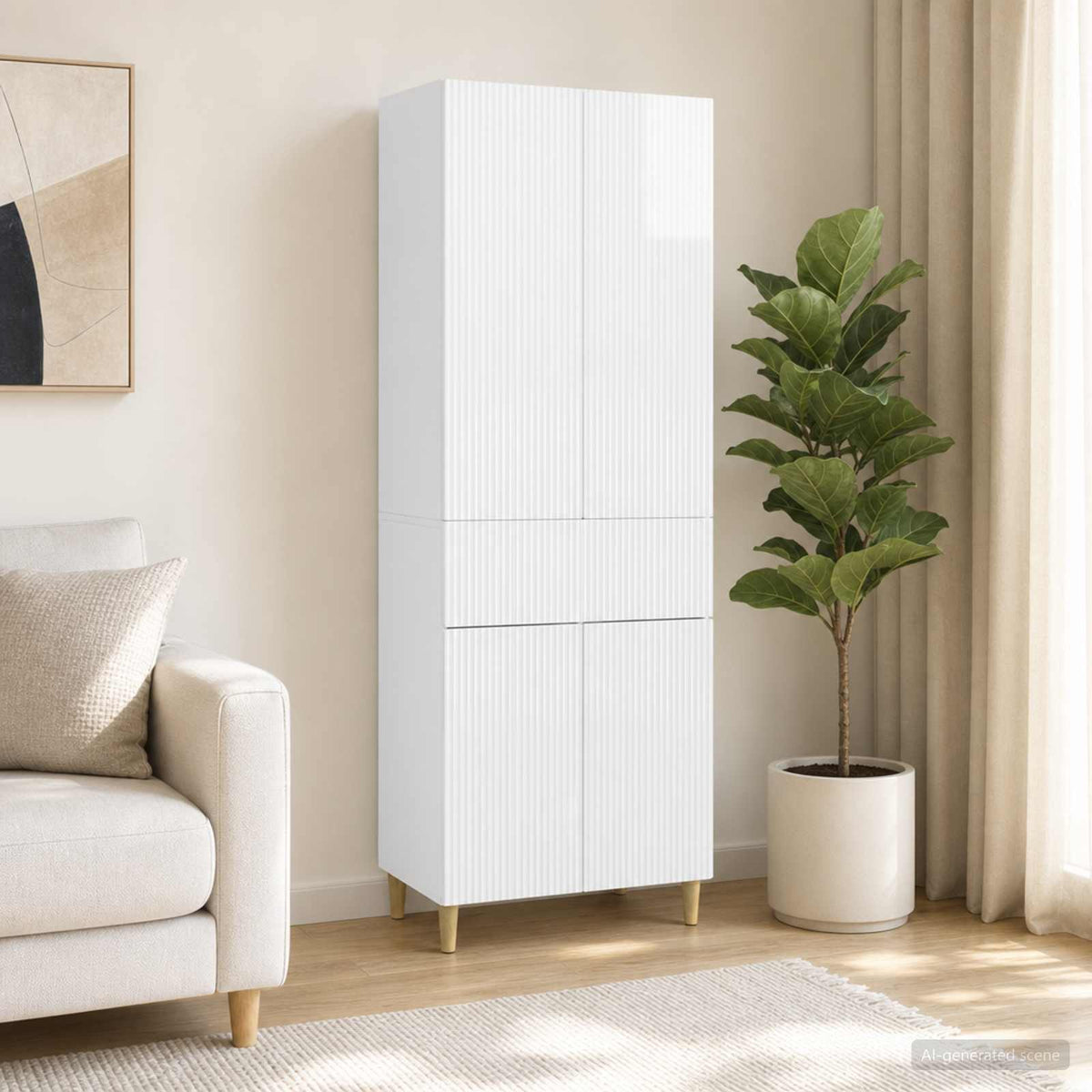 Cabinet Set 2 pcs Engineered Wood High gloss white