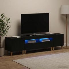 3 Piece LED TV Cabinet ARNHEM 3 pcs Engineered Wood Black 100 cm