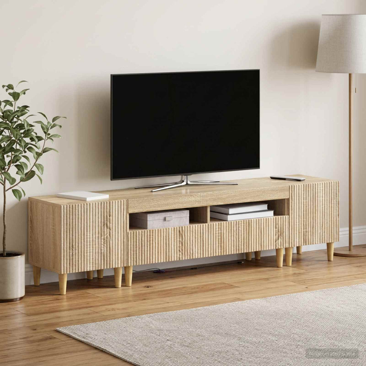 3 Piece LED TV Cabinet ARNHEM 3 pcs Engineered Wood Sonoma oak 100 cm