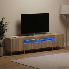 3 Piece LED TV Cabinet ARNHEM 3 pcs Engineered Wood Sonoma oak 100 cm