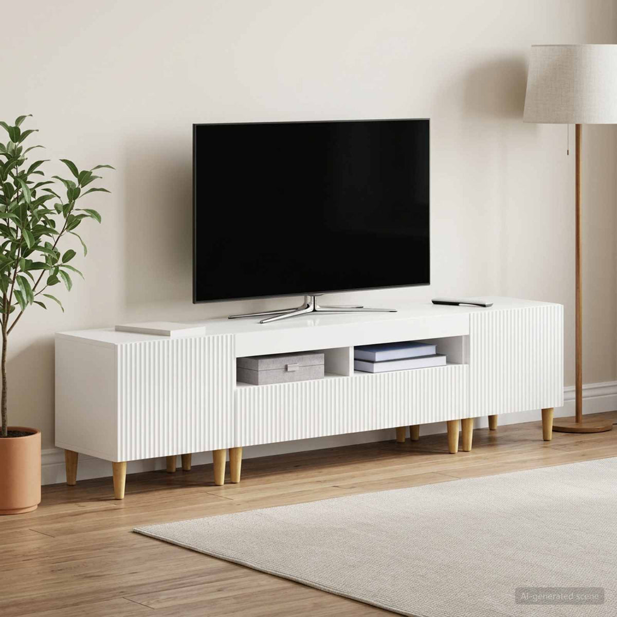 3 Piece LED TV Cabinet ARNHEM 3 pcs Engineered Wood High gloss white 100 cm