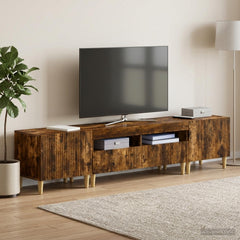 3 Piece LED TV Cabinet ARNHEM 3 pcs Engineered Wood Smoked oak 100 cm